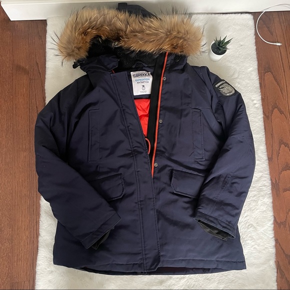 Brekka Expedition Antartica jacket Parka Thick Down Feather Fur hood - Picture 2 of 13